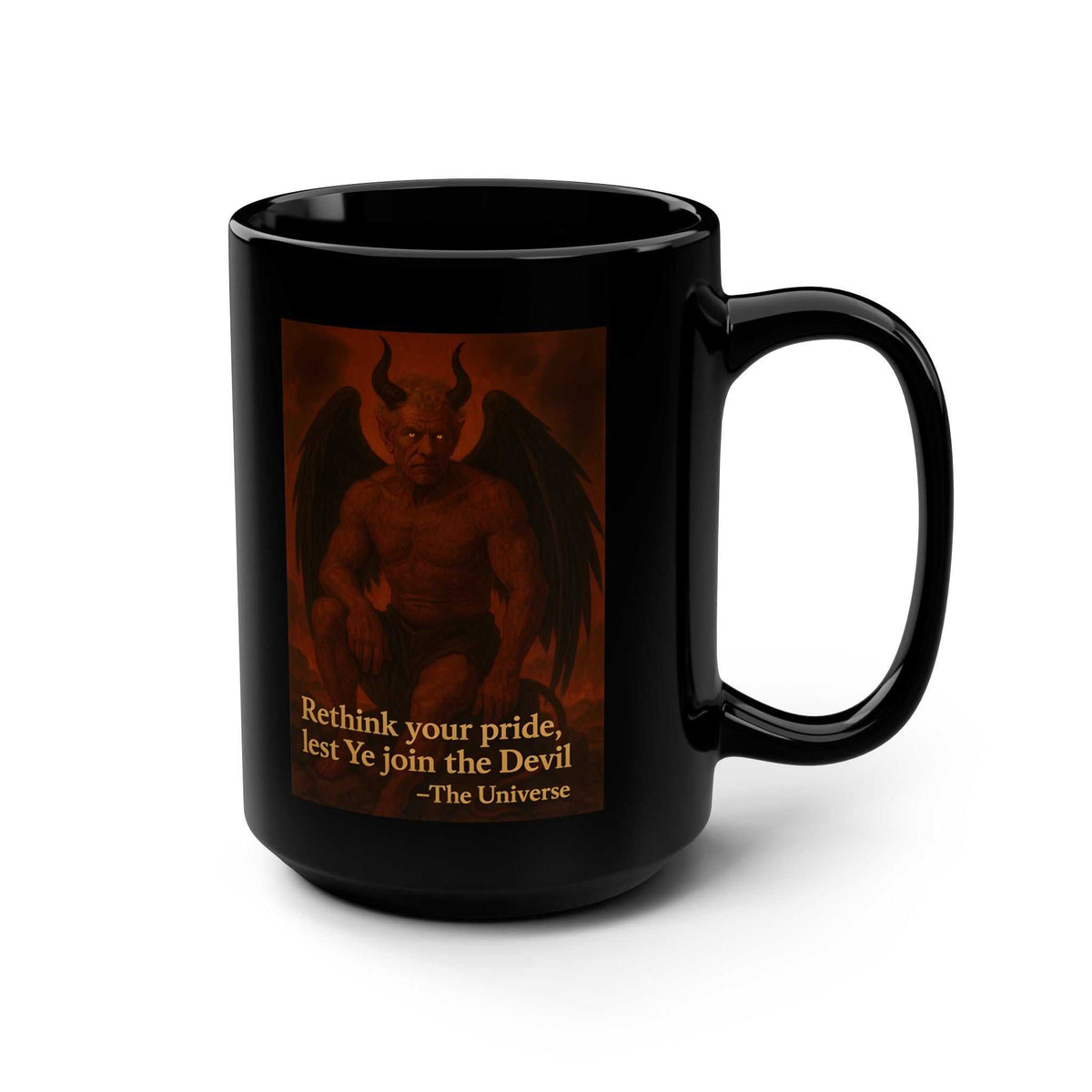 Generic Devil Illustration 15oz Black Ceramic Mug – Dark Aesthetic - Youniverses
