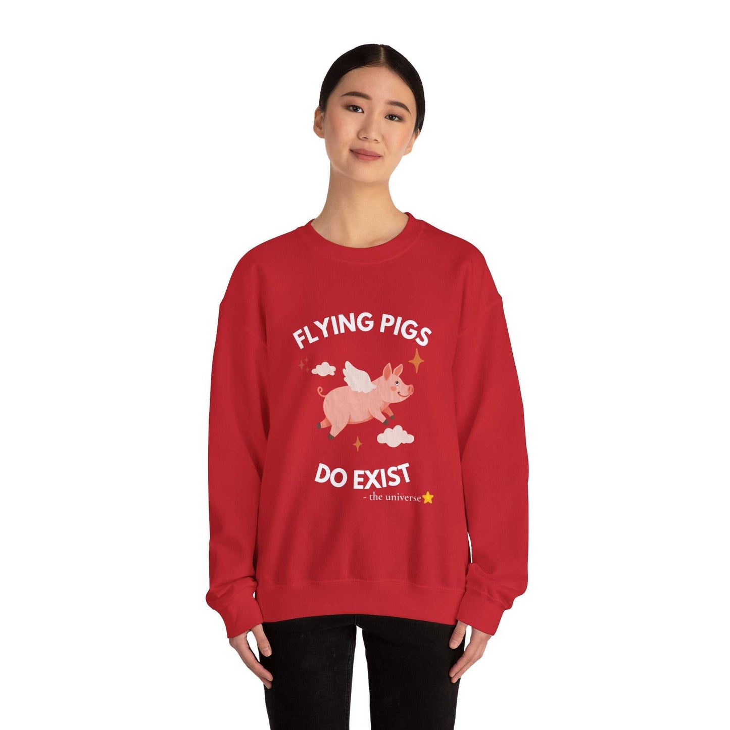 Flying Pigs Do Exist Sweatshirt — Cute Winged Pig Graphic Crewneck