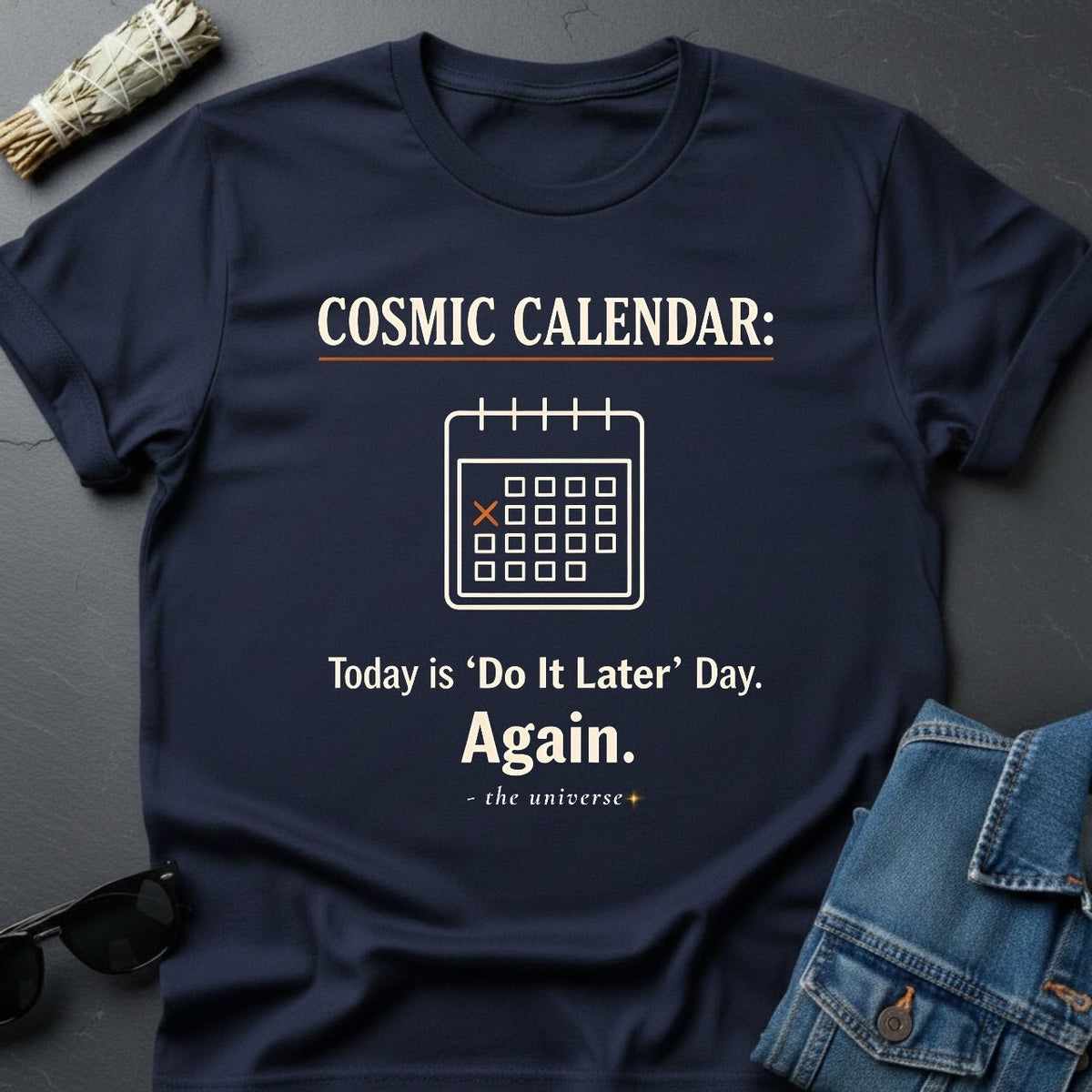 Cosmic Calendar: Today is 'Do It Later' Day. Again. Graphic T-Shirt - Youniverses