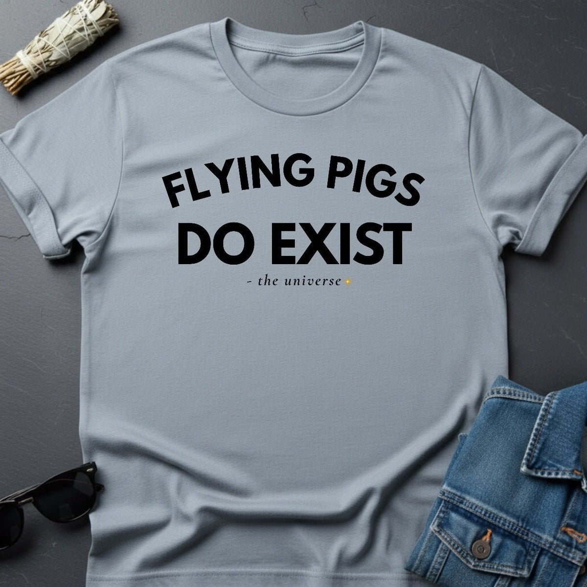 Flying Pigs Do Exist - Sarcastic Minimalist T-Shirt | Youniverses - Youniverses