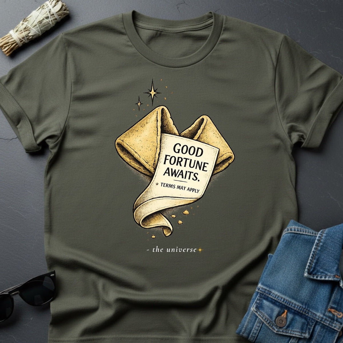 Good Fortune Awaits Fortune Cookie Graphic T-Shirt - Youniverses