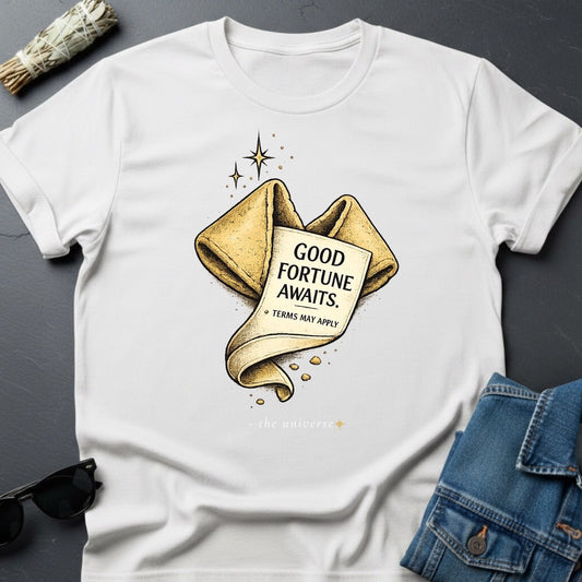 Good Fortune Awaits Fortune Cookie Graphic T-Shirt - Youniverses
