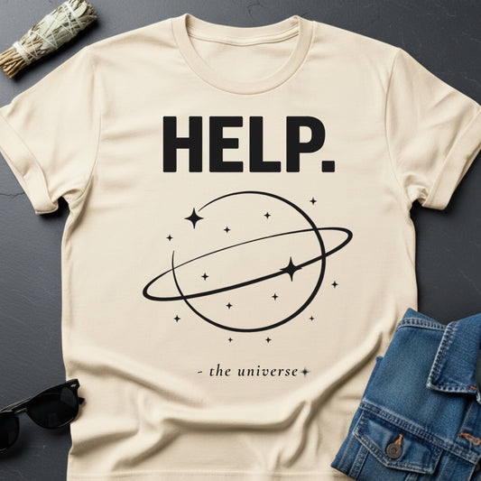 HELP. – Minimalist Sarcastic T-Shirt | Youniverses - Ivory