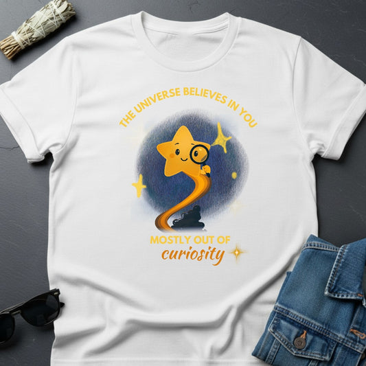 The Universe Believes in You T-Shirt – Uplifting Graphic Tee | Youniverses - White