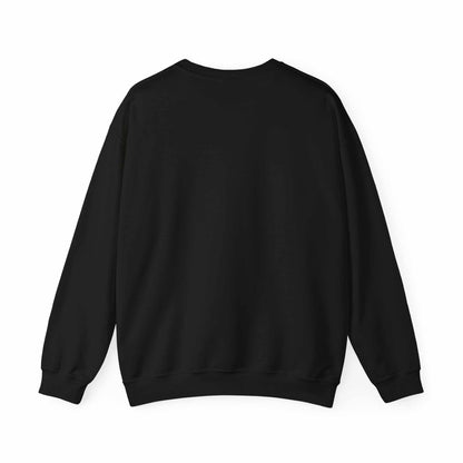 Black crewneck sweatshirt back view with plain design for casual streetwear