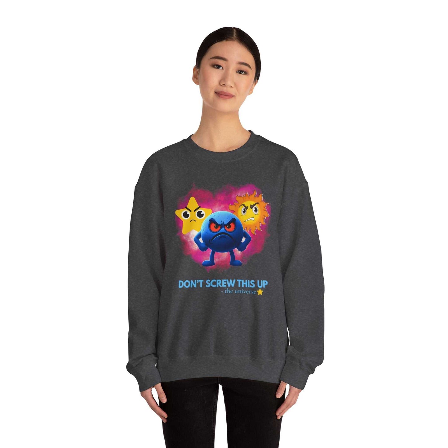Don't Screw This Up Sweatshirt — Cute Angry Emoji Crewneck for Gamers & Geek Gifts