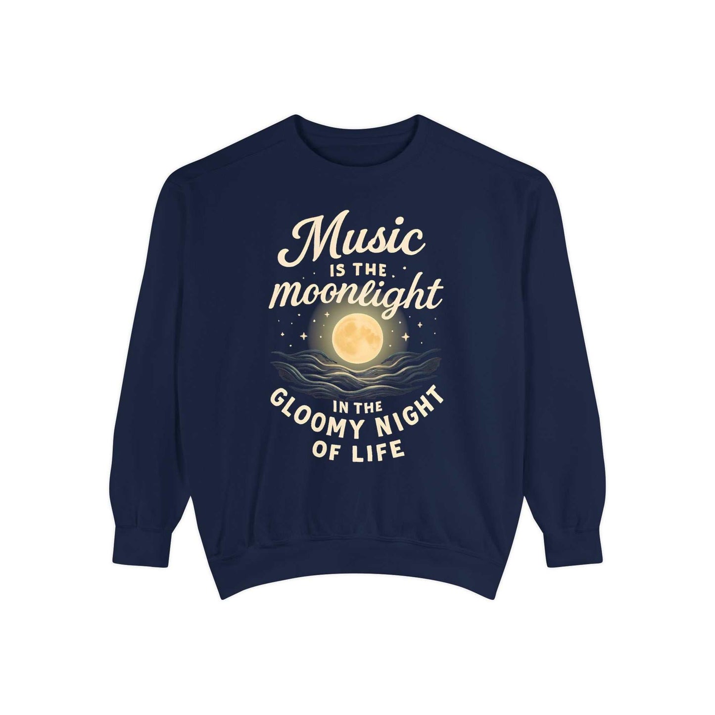 Moonlight Music Sweatshirt, Unisex Inspirational Sweatshirt, Cozy Fall Fashion, Gift for Music Lovers, Weekend Relaxation Attire