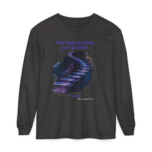 Inspirational Stairway Long Sleeve Tee – Garment - Dyed Cotton Shirt - Youniverses