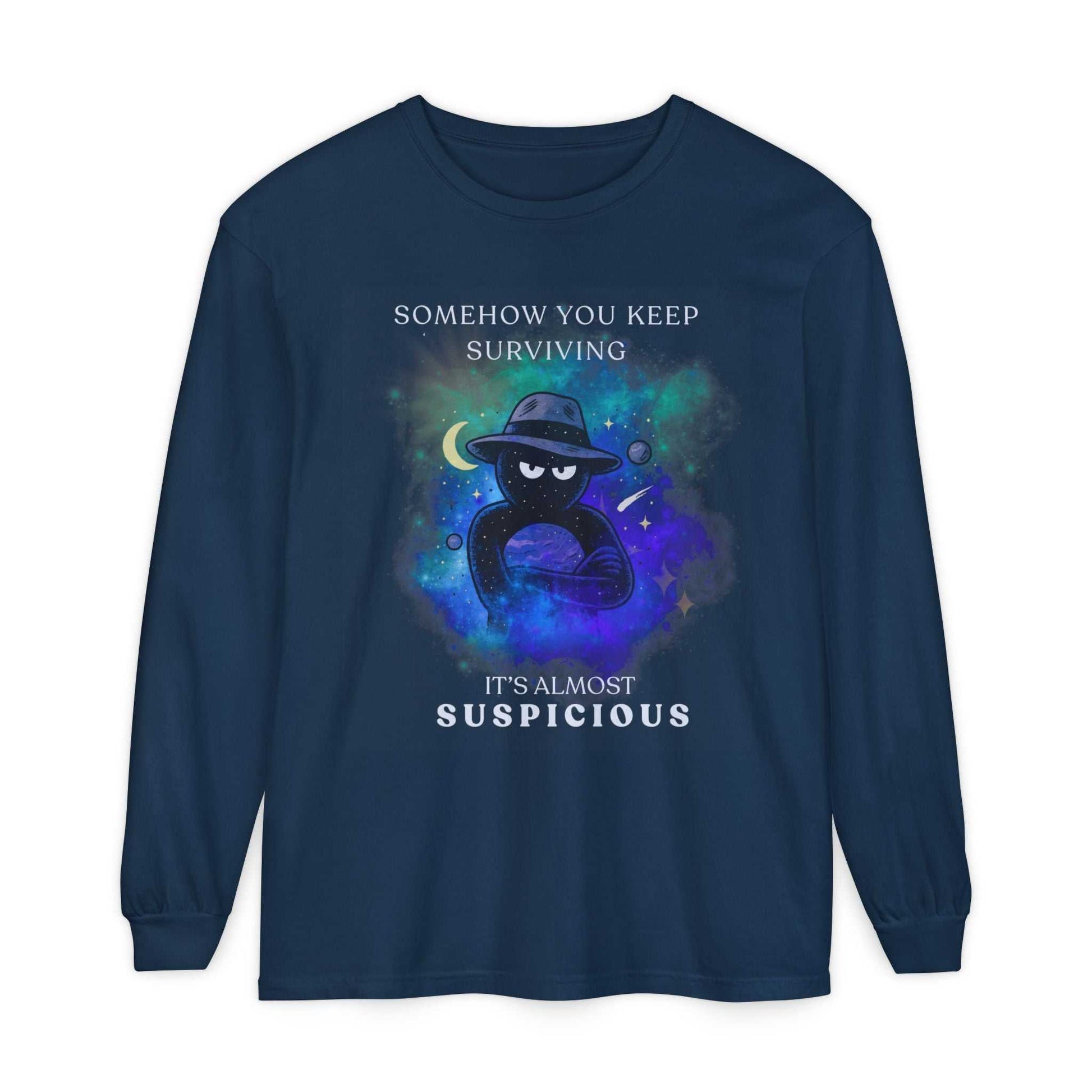 Comfort Colors Surviving the Universe Long Sleeve Galaxy Graphic Tee - Youniverses