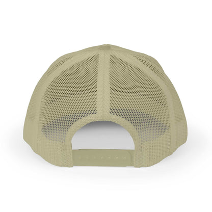 beige mesh back adjustable Planet Smile trucker cap snapback closure