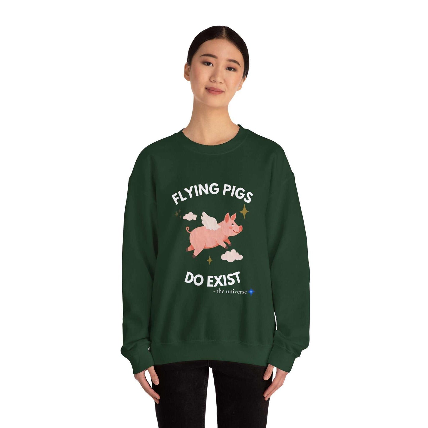 Flying Pigs Do Exist Sweatshirt | Funny Optimism Crewneck – Youniverses Cosmic Apparel