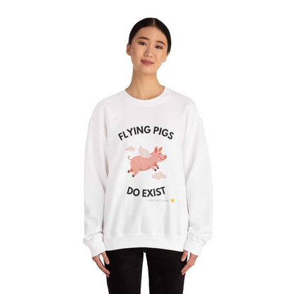 Flying Pigs Do Exist Sweatshirt — Cute Winged Pig Graphic Crewneck