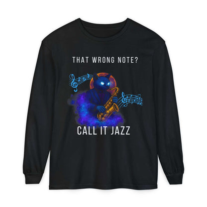 Jazz Musician Long Sleeve Tee | Garment - Dyed Ring - Spun Cotton Shirt - Youniverses