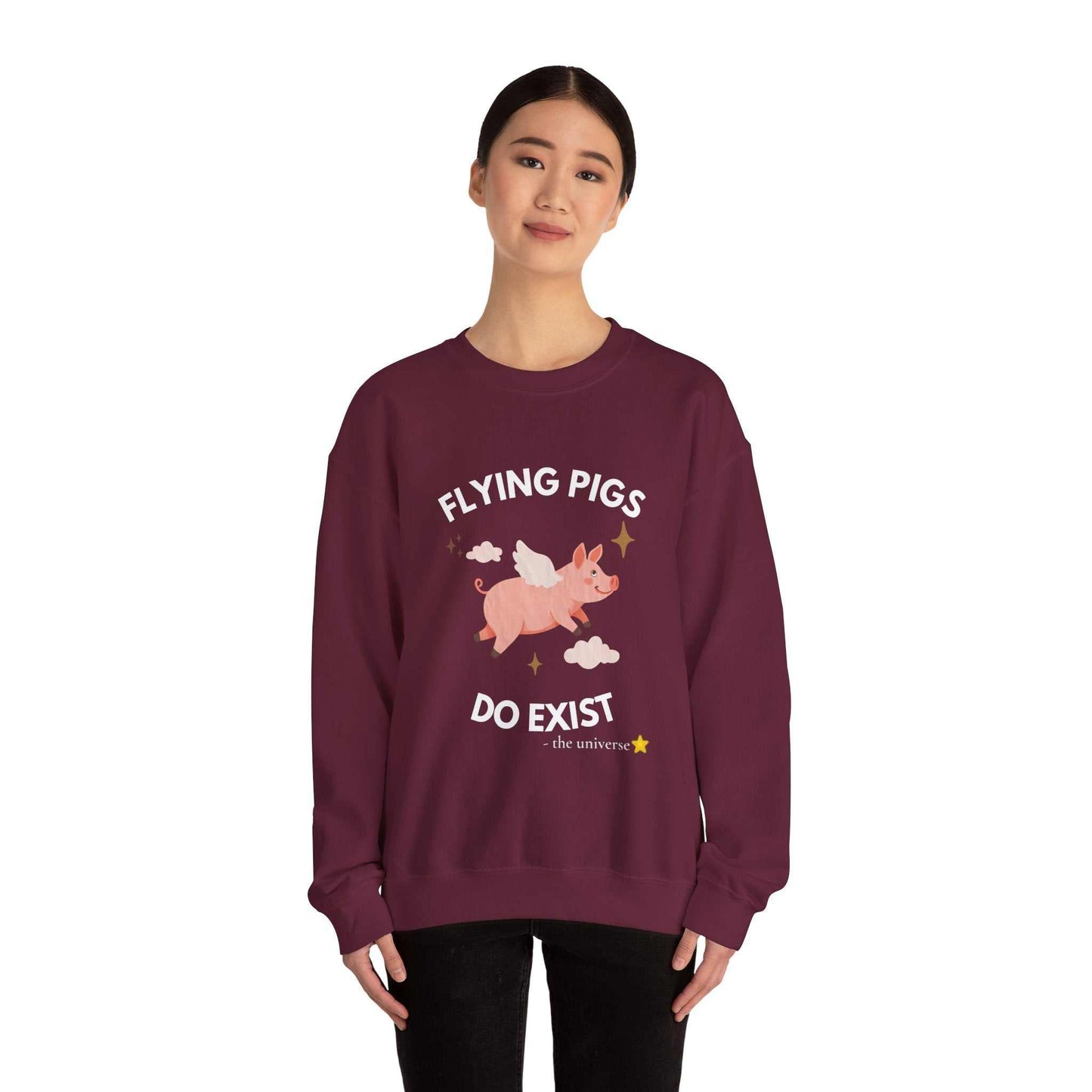 Flying Pigs Do Exist Sweatshirt — Cute Winged Pig Graphic Crewneck