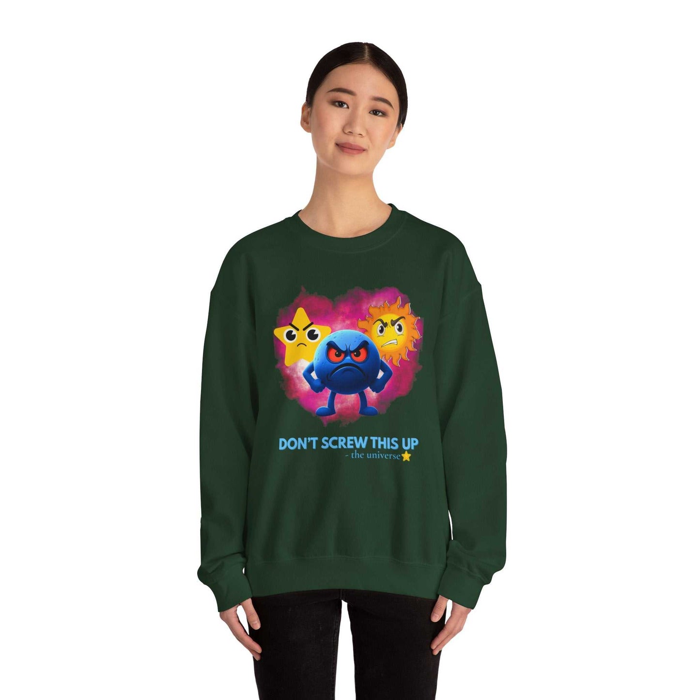 Don't Screw This Up Sweatshirt — Cute Angry Emoji Crewneck for Gamers & Geek Gifts