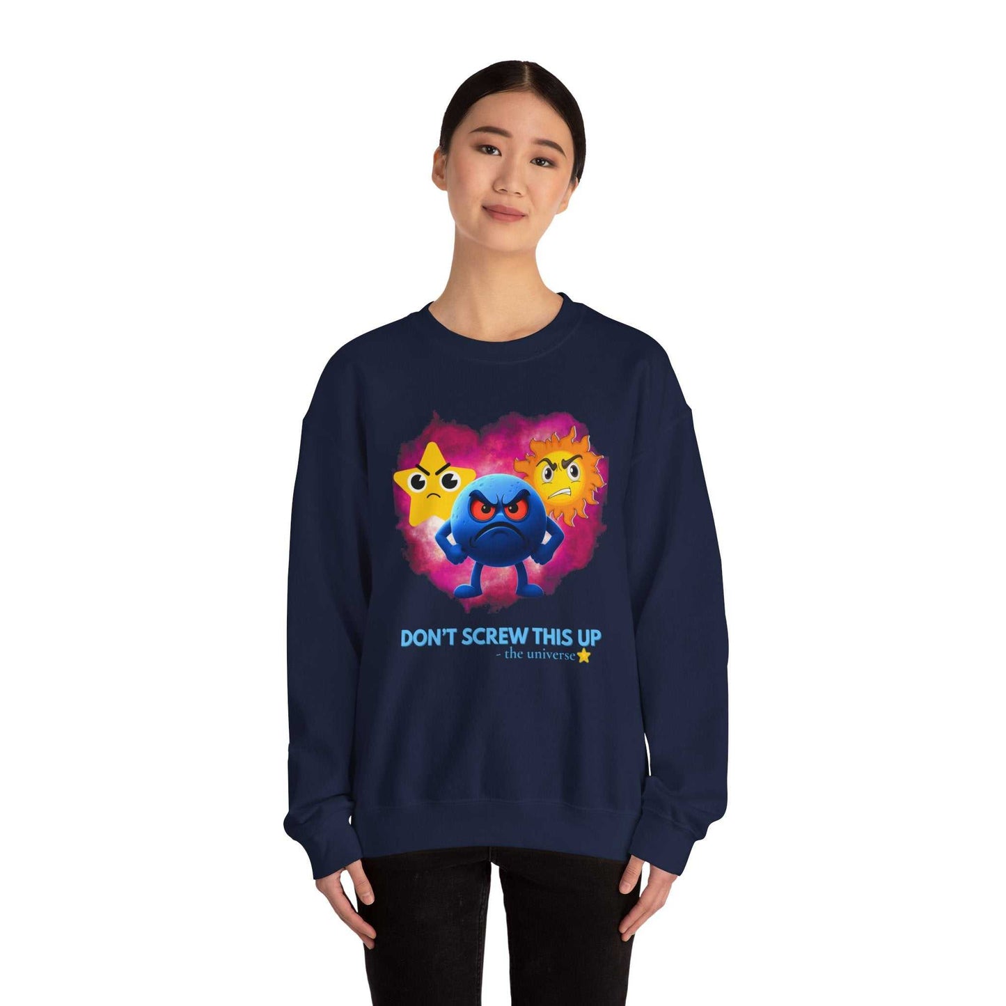 Don't Screw This Up Sweatshirt — Cute Angry Emoji Crewneck for Gamers & Geek Gifts