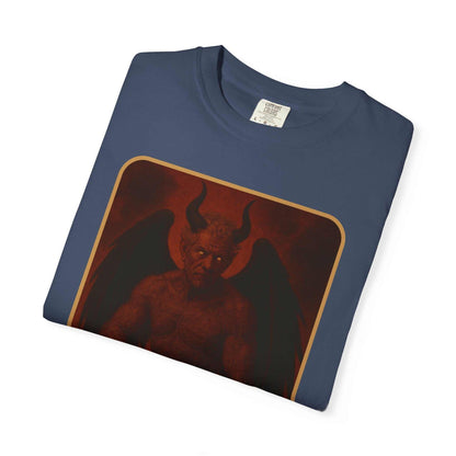 Devil Rethink Your Pride unisex garment-dyed cotton t-shirt with vintage devil graphic