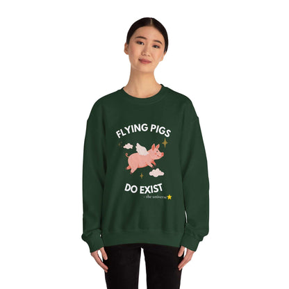 Flying Pigs Do Exist Sweatshirt — Cute Winged Pig Graphic Crewneck