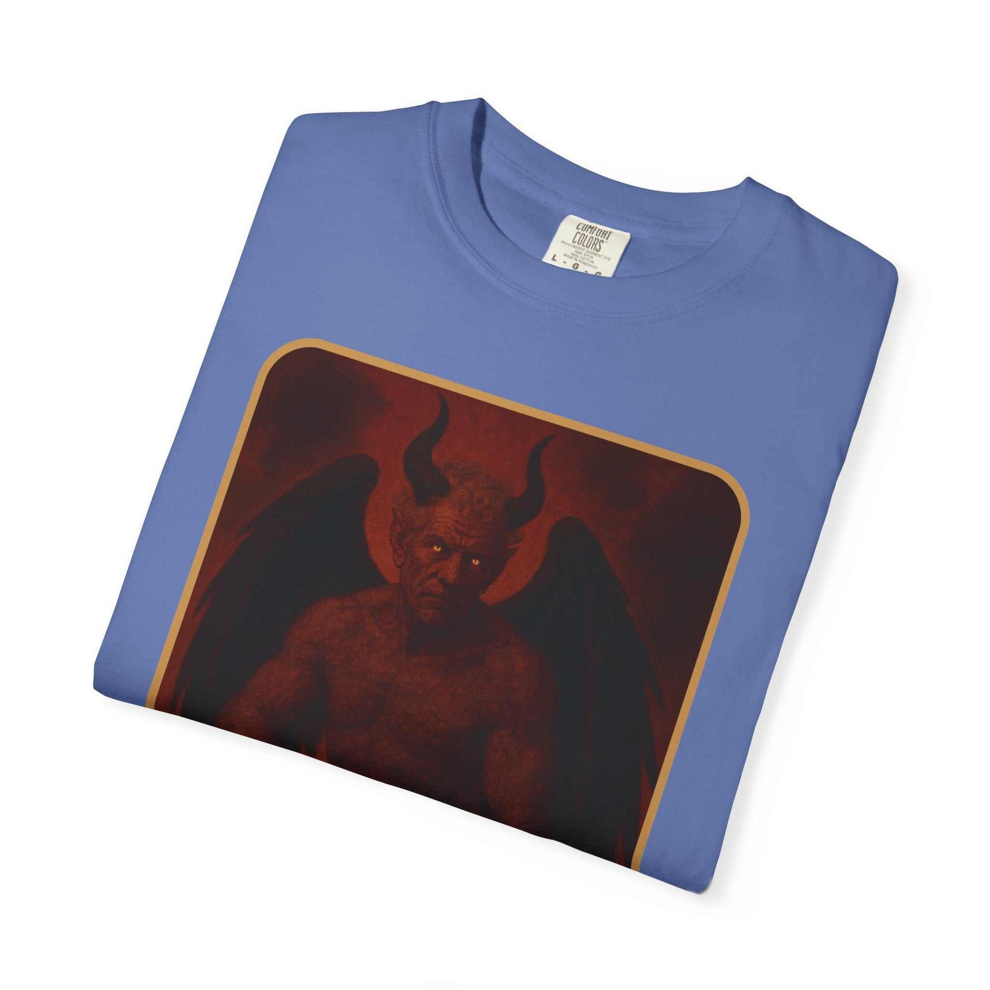 Devil Rethink Your Pride unisex garment-dyed cotton t-shirt with striking devil graphic and vintage look