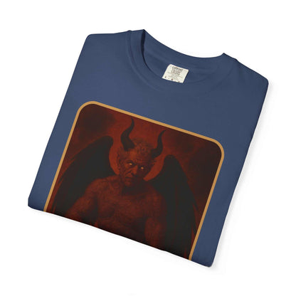 Devil Rethink Your Pride unisex garment-dyed cotton t-shirt with vintage devil graphic