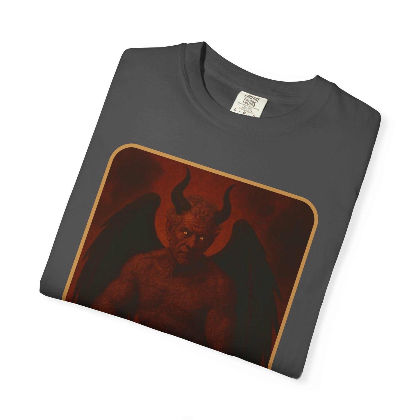 Devil Rethink Your Pride unisex garment-dyed cotton t-shirt with vintage devil graphic