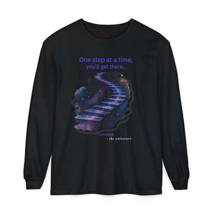 Inspirational Stairway Long Sleeve Tee – Garment - Dyed Cotton Shirt - Youniverses