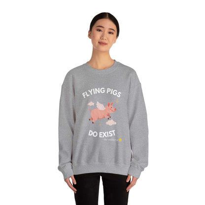 Flying Pigs Do Exist Sweatshirt — Cute Winged Pig Graphic Crewneck