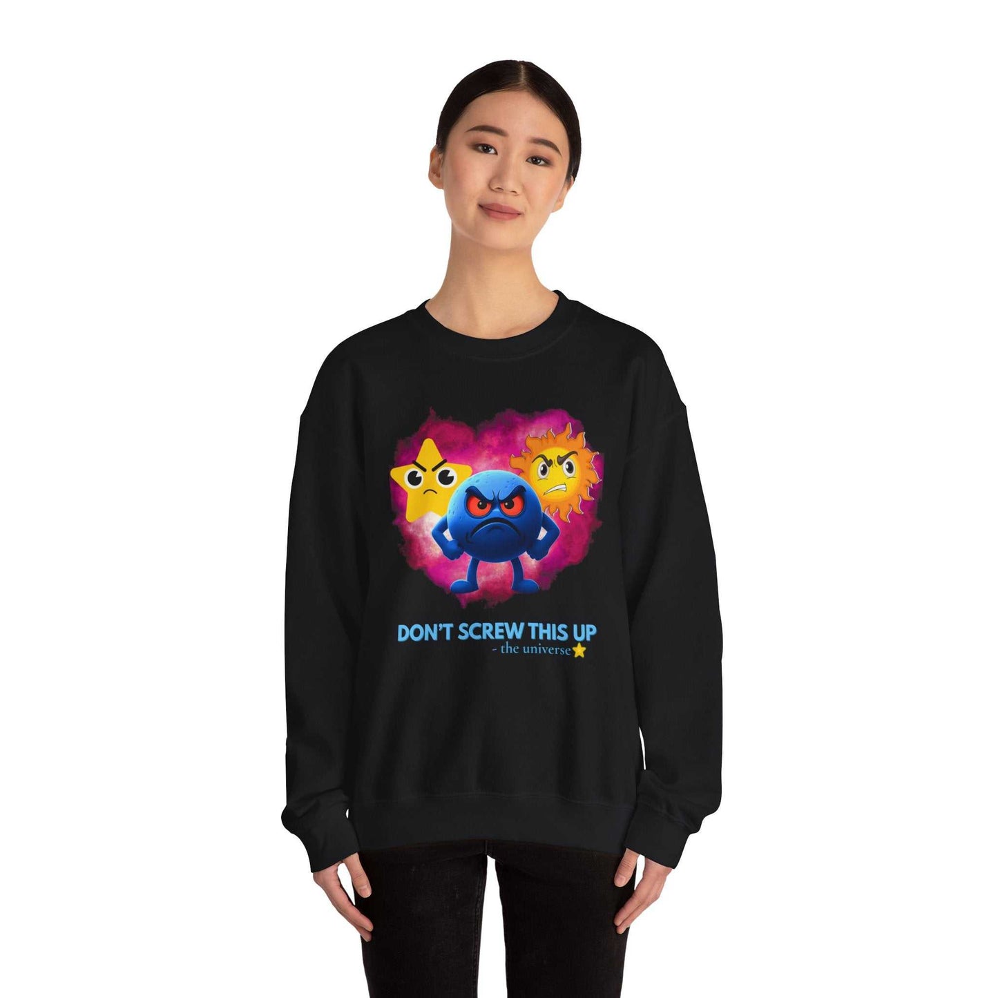 Don't Screw This Up Sweatshirt — Cute Angry Emoji Crewneck for Gamers & Geek Gifts