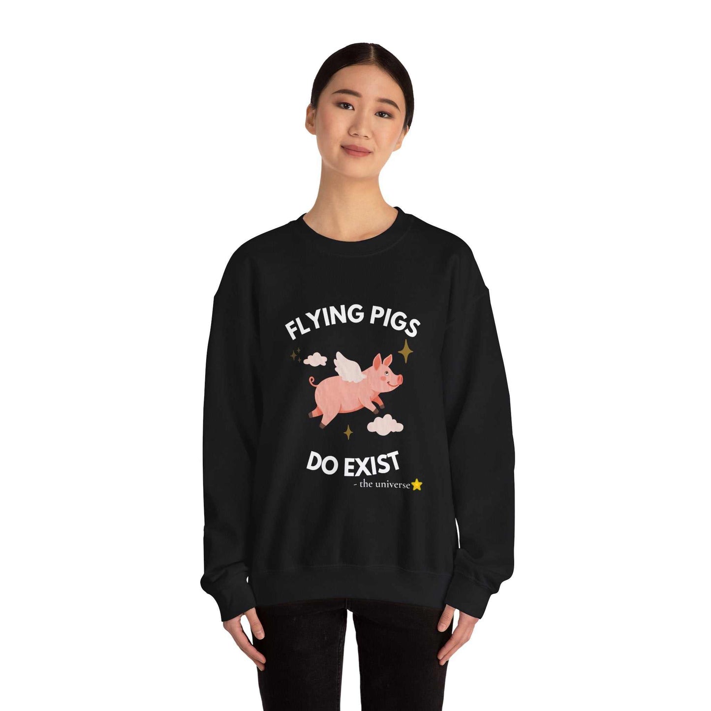 Flying Pigs Do Exist Sweatshirt — Cute Winged Pig Graphic Crewneck