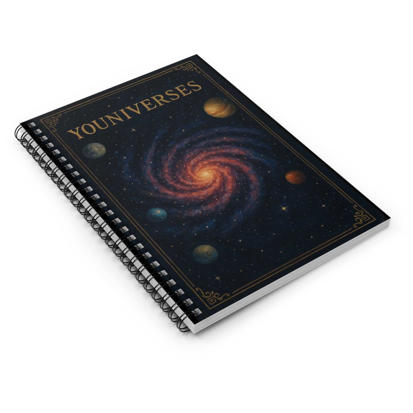 Youniverses Galaxy Spiral Notebook with cosmic cover and ruled pages 6x8 inches