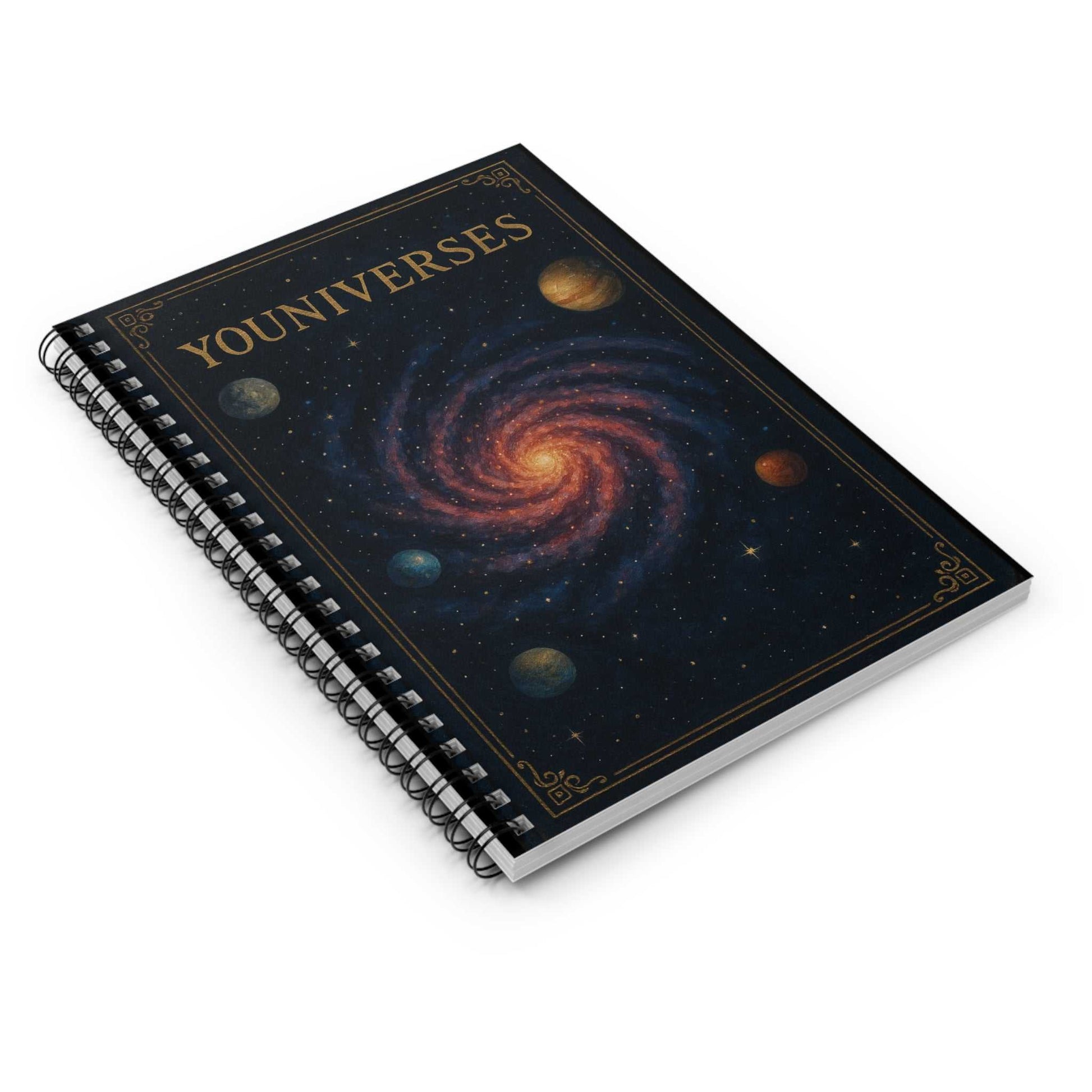 Youniverses Galaxy Spiral Notebook with cosmic cover and ruled pages 6x8 inches
