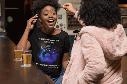 Funny Detective T-Shirt – “It’s Almost Suspicious” Cosmic Design