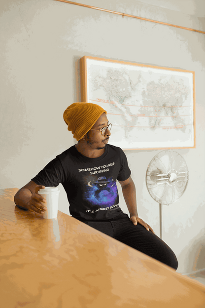 Funny Detective T-Shirt – “It’s Almost Suspicious” Cosmic Design