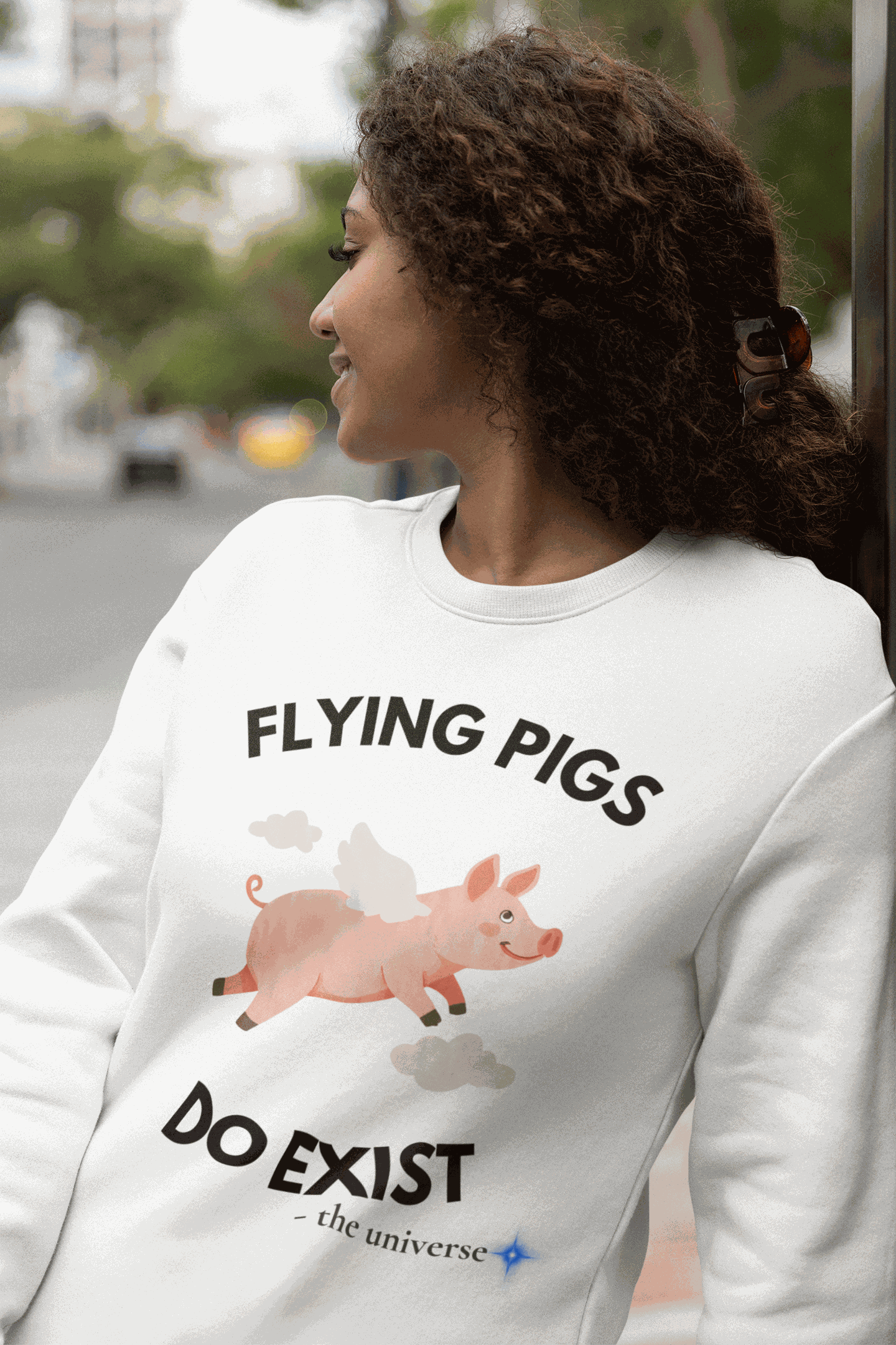 Flying Pigs Do Exist Sweatshirt | Funny Optimism Crewneck – Youniverses Cosmic Apparel