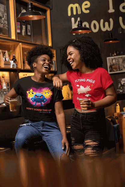 Black t-shirt with a cosmic design and text.