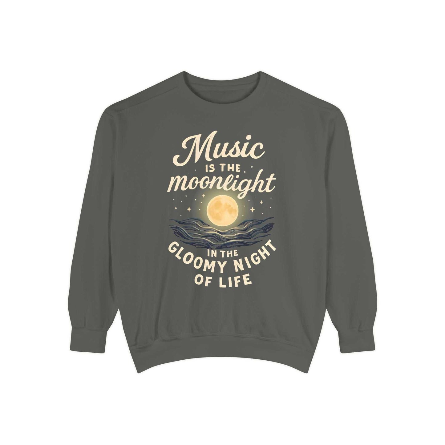 Moonlight Music Sweatshirt, Unisex Inspirational Sweatshirt, Cozy Fall Fashion, Gift for Music Lovers, Weekend Relaxation Attire