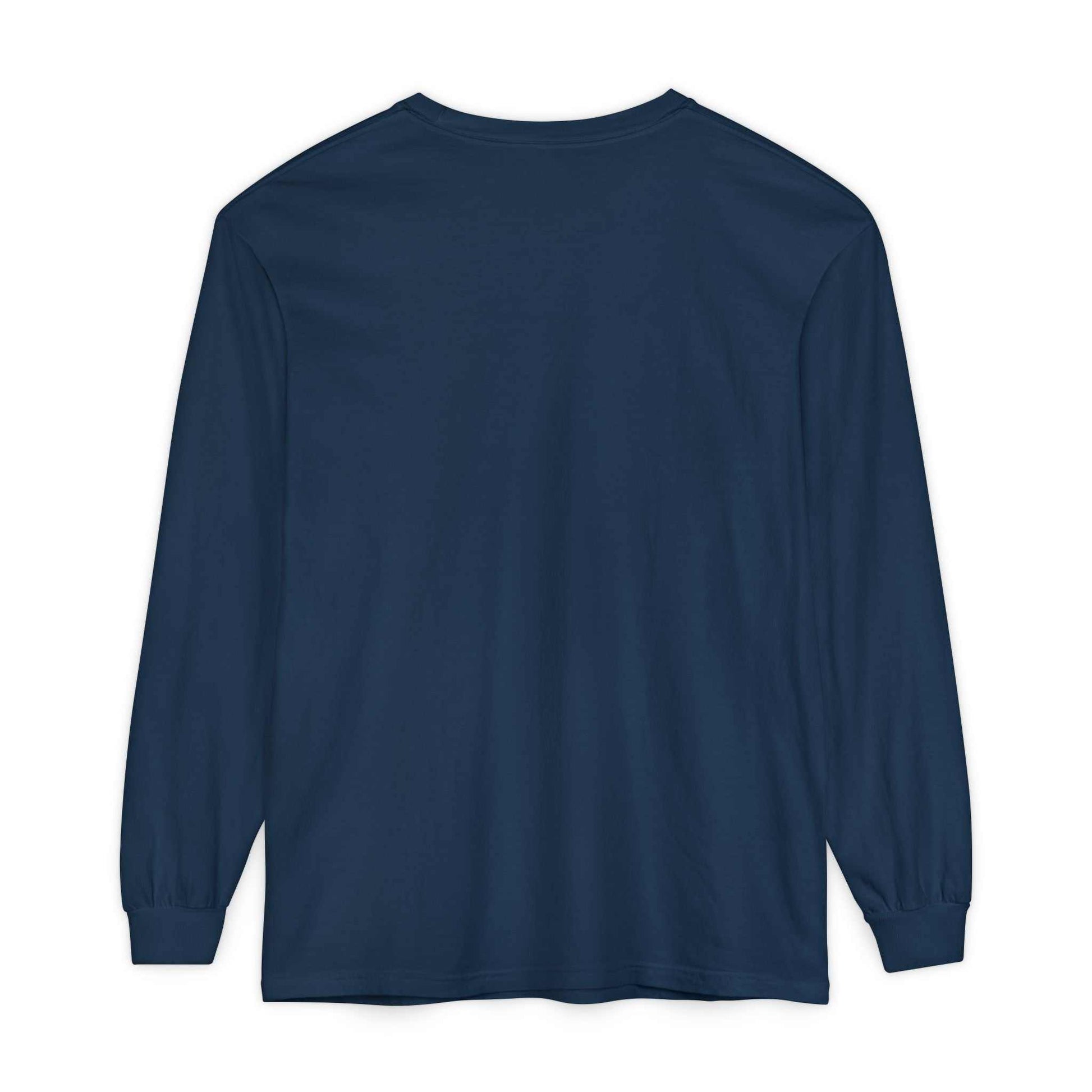 navy blue Comfort Colors long sleeve tee ready for battle graphic design