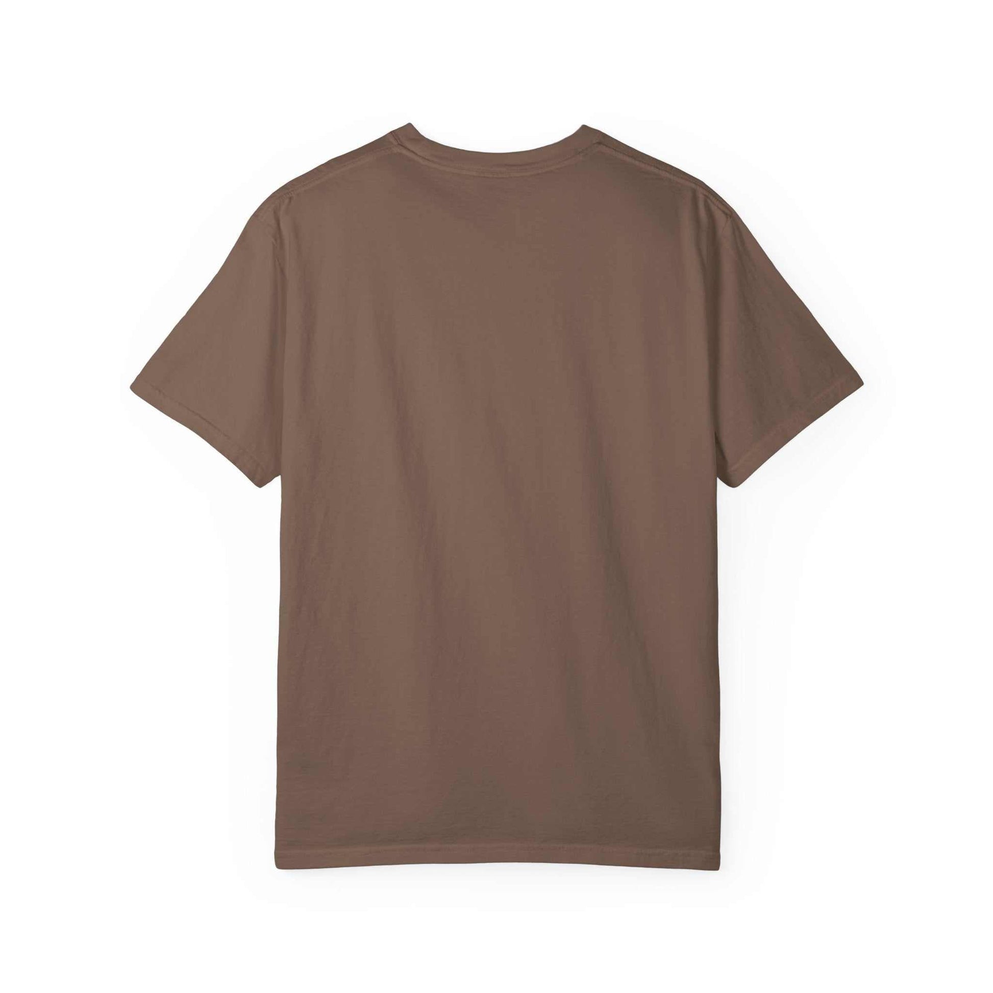 Comfort Colors 1717 brown animal rescue t-shirt back view, 100% cotton, vintage look, relaxed fit, medium weight