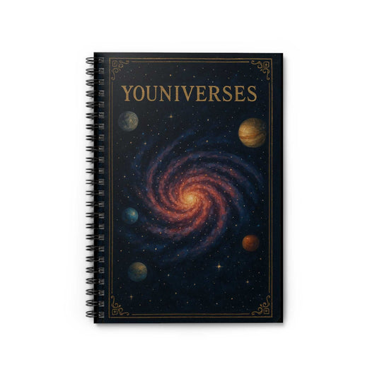 Galaxy Spiral Ruled Journal with cosmic galaxy and planets cover, 6x8 inch spiral notebook with ruled pages and durable cover