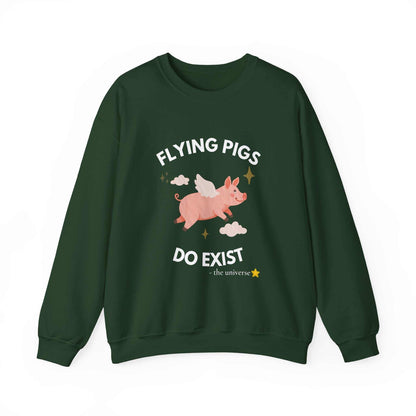 Flying Pigs Do Exist Sweatshirt — Cute Winged Pig Graphic Crewneck