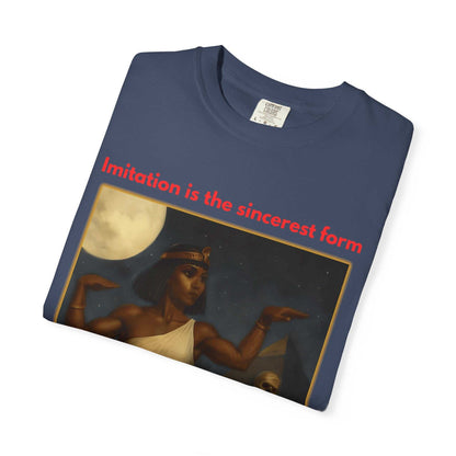Egyptian Mummy T-Shirt featuring Cleopatra-inspired mummy design on navy unisex cotton tee