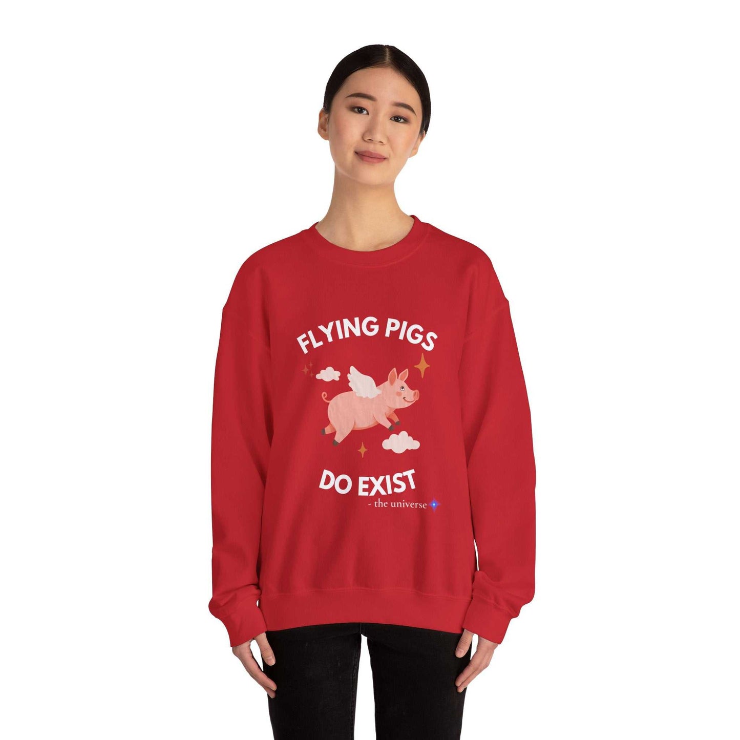 Flying Pigs Do Exist Sweatshirt | Funny Optimism Crewneck – Youniverses Cosmic Apparel