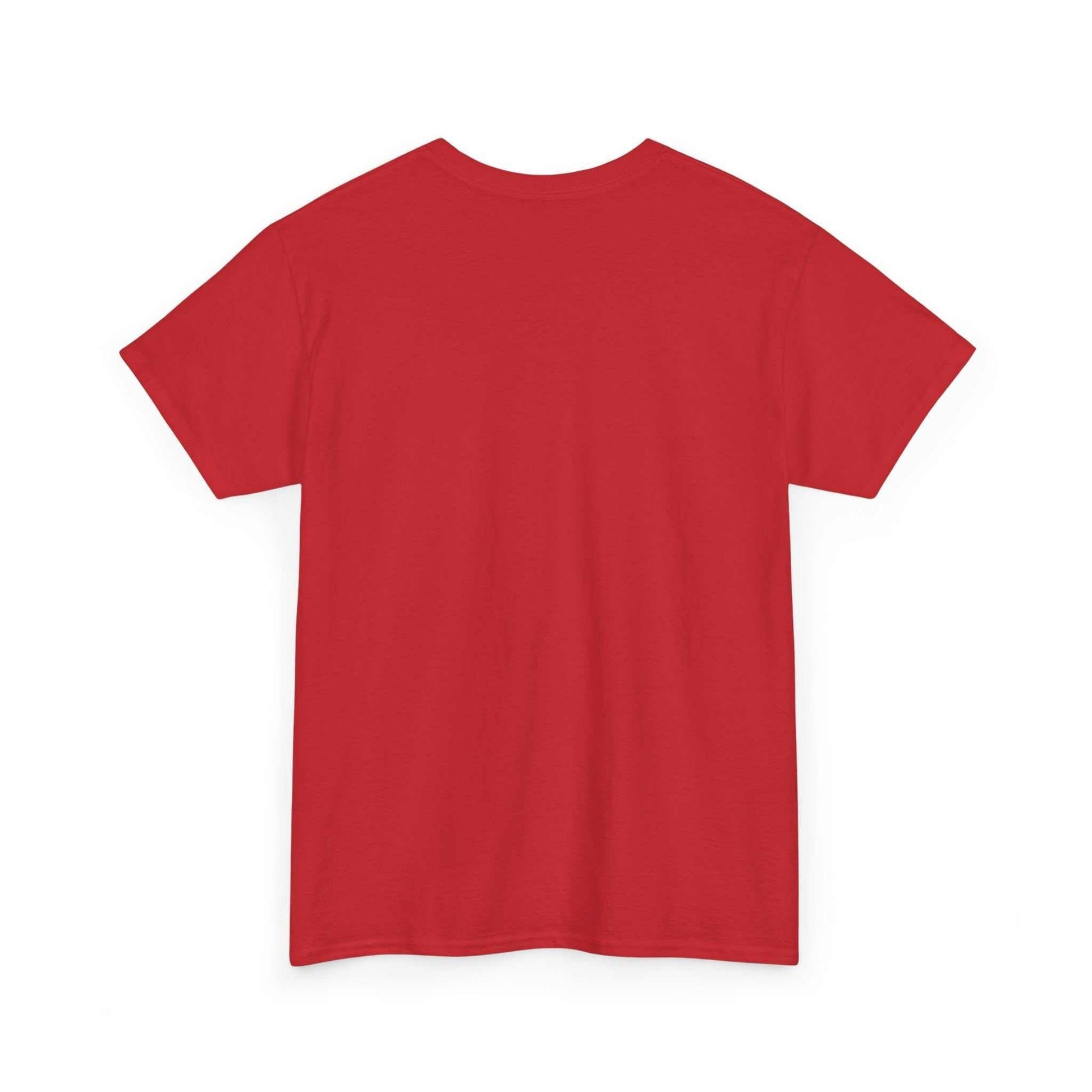 Back view of Cerberus Guard unisex heavy cotton red t-shirt