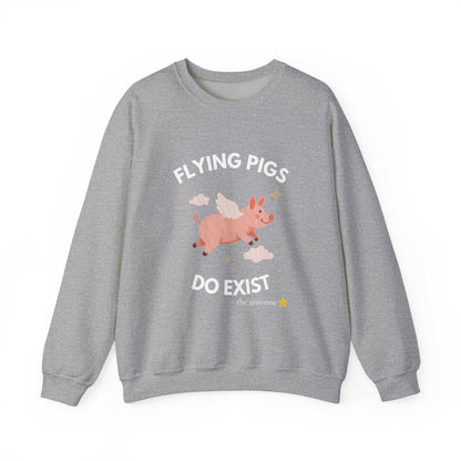 Flying Pigs Do Exist Sweatshirt — Cute Winged Pig Graphic Crewneck