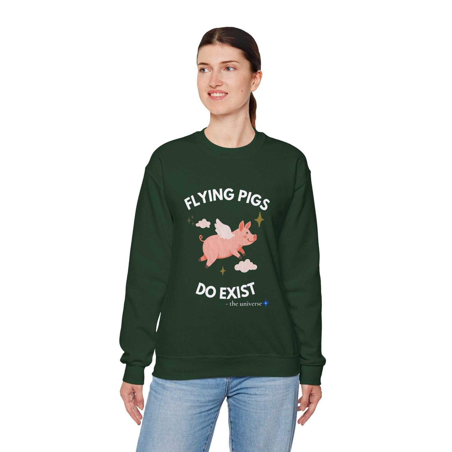 Flying Pigs Do Exist Sweatshirt | Funny Optimism Crewneck – Youniverses Cosmic Apparel