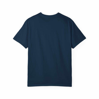Back view of navy blue unisex Egyptian Mummy T-Shirt made of 100% cotton with a relaxed fit