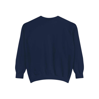Navy sweatshirt with a Halloween design.
