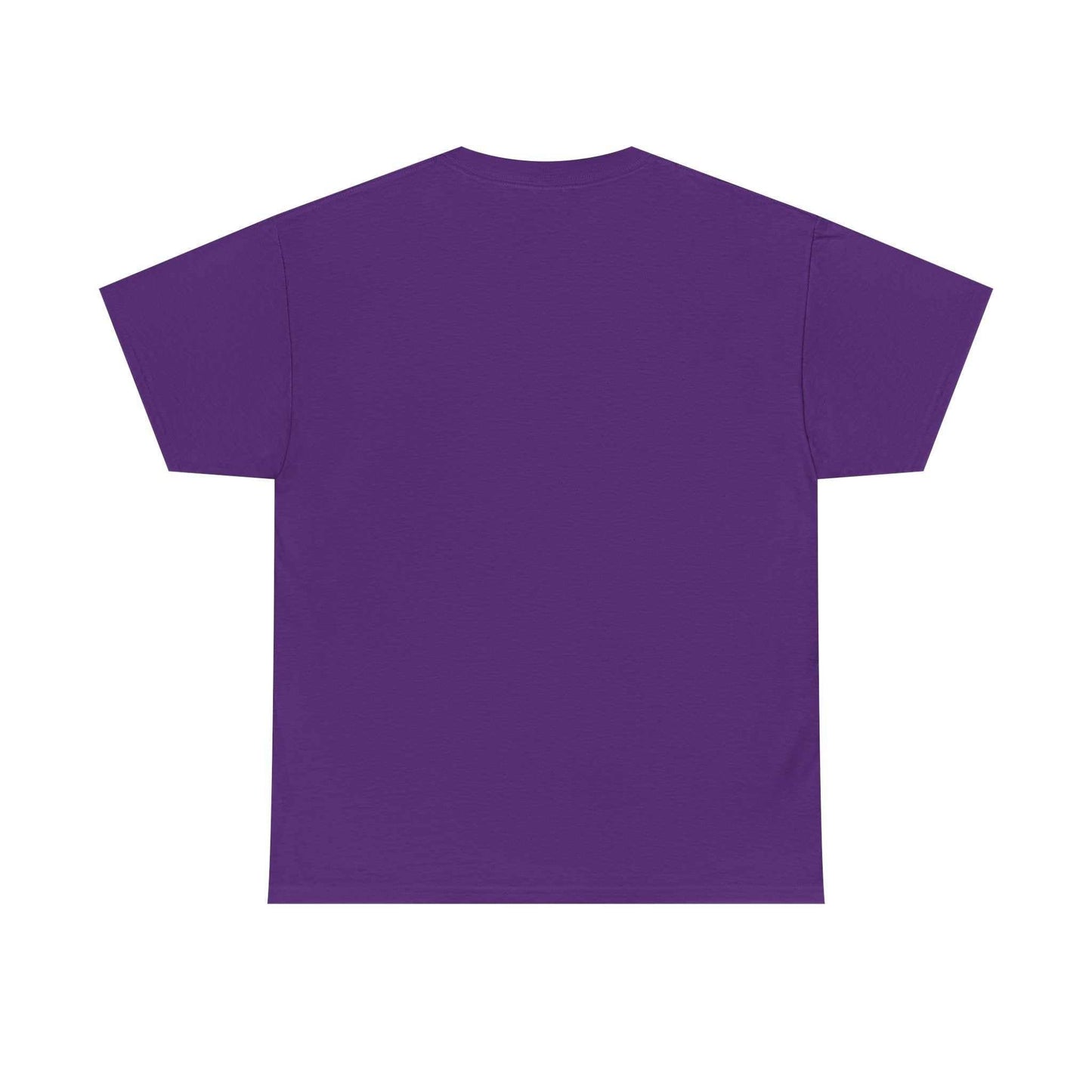 Cerberus Guard unisex heavy cotton t-shirt back view in purple color