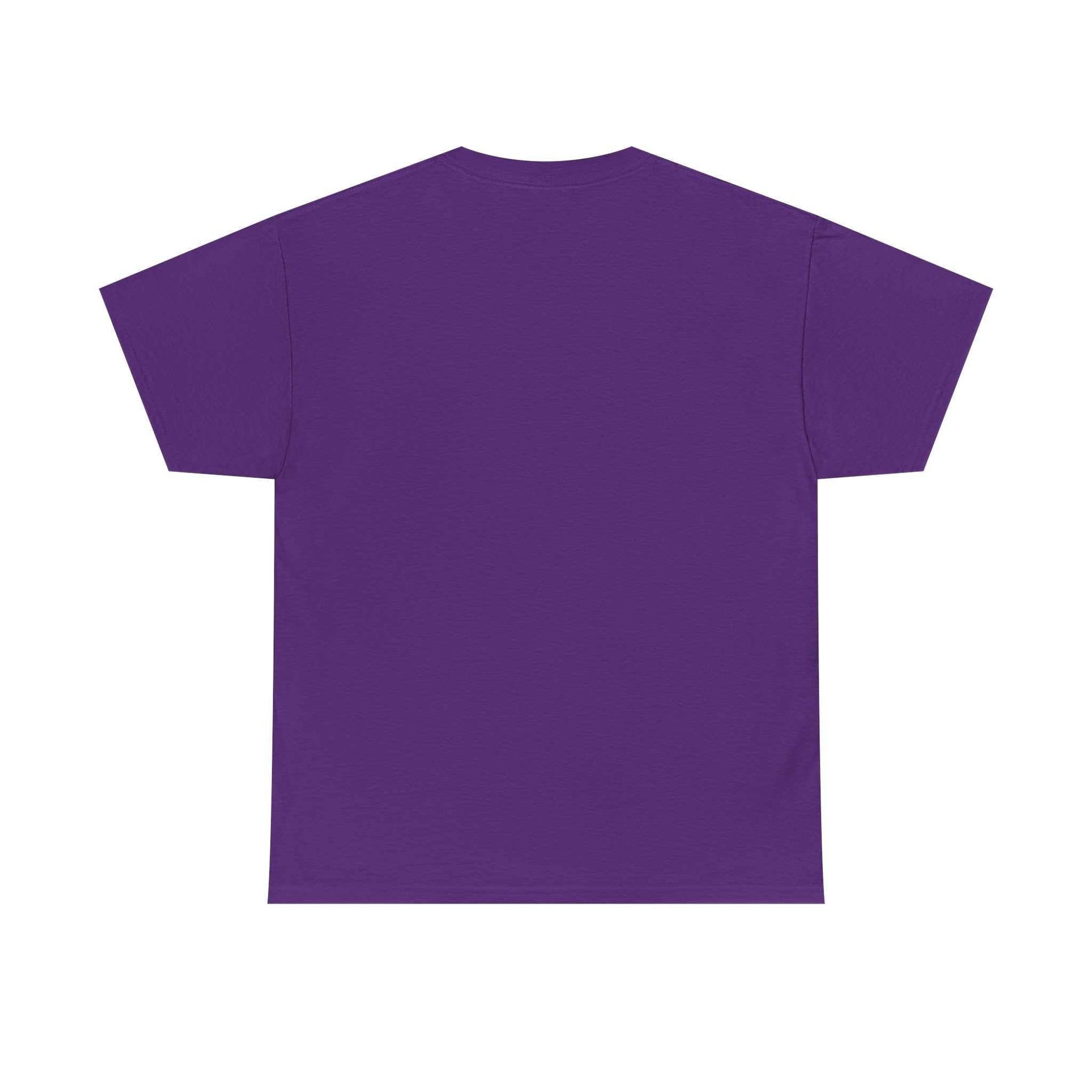 Cerberus Guard unisex heavy cotton t-shirt back view in purple color