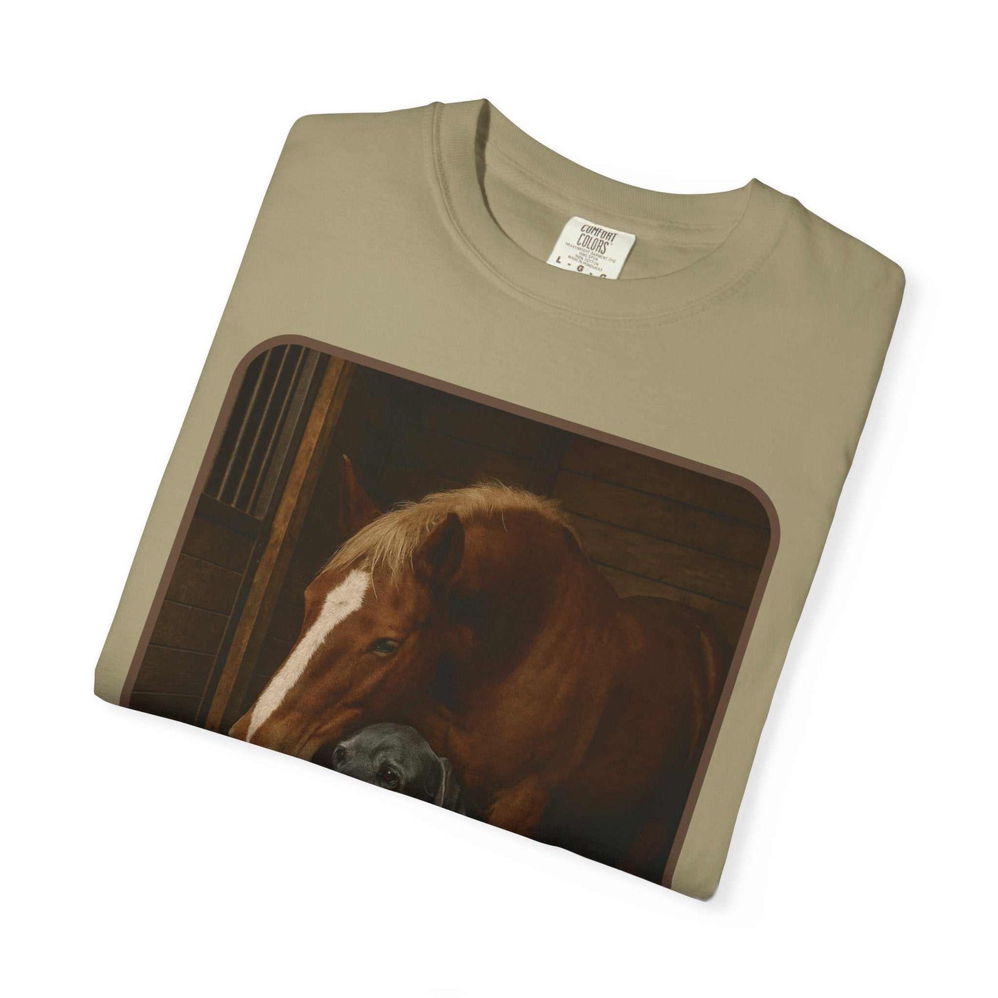 Comfort Colors 1717 Animal Rescue T-Shirt with horse, dog, and cat design on vintage garment-dyed cotton for animal welfare supporters